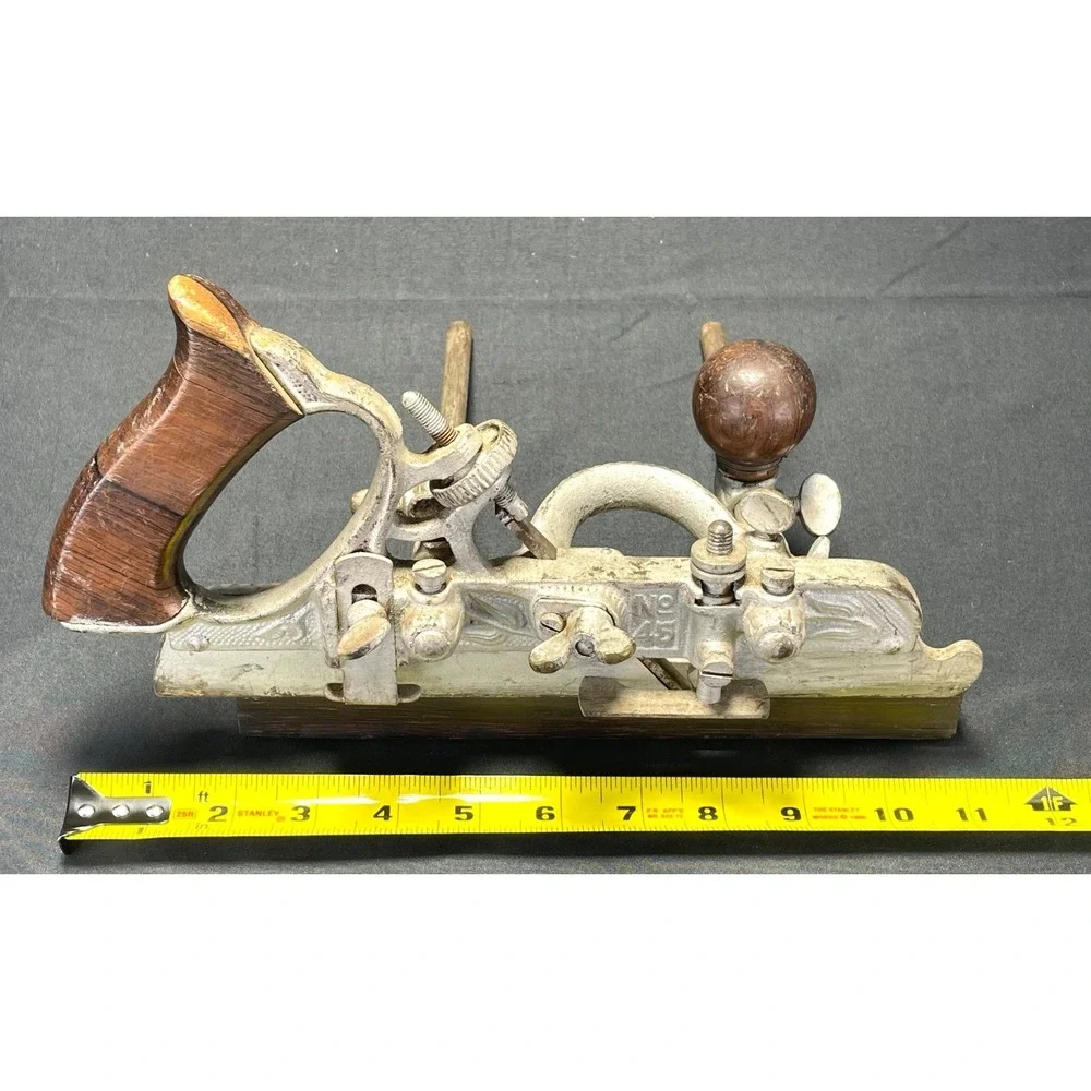 Early Stanley No 45 Combination Plane Rosewood Handle Antique‎ Woodworking Tool